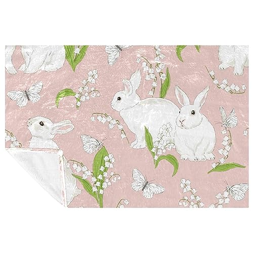 Couverture chaude pour canapé motif lapin doux contre le froid