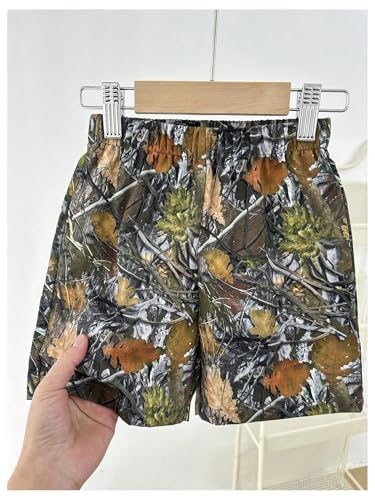 Boy's Camo Shorts Casual Maple Leaf Print Summer Athletic Shorts with Pockets2