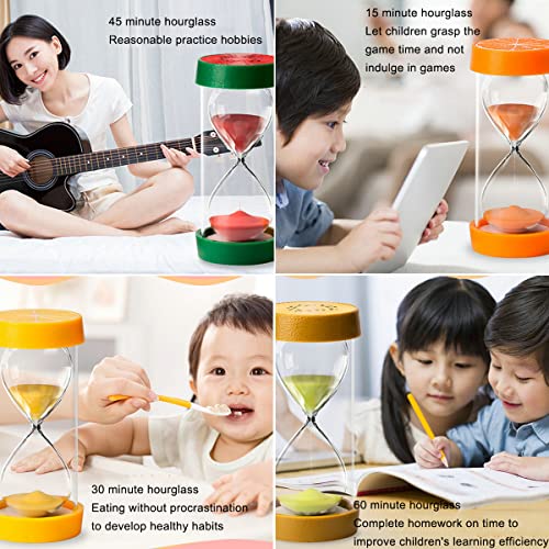 Fruit Hourglass 3/5/10/15/20/30/45/60/Minute Timer Safety And Drop-Proof Hourglass Timer Ornament Watermelon Lemon Orange Kiwi Hourglass,Lemon,45Mins #TOP4