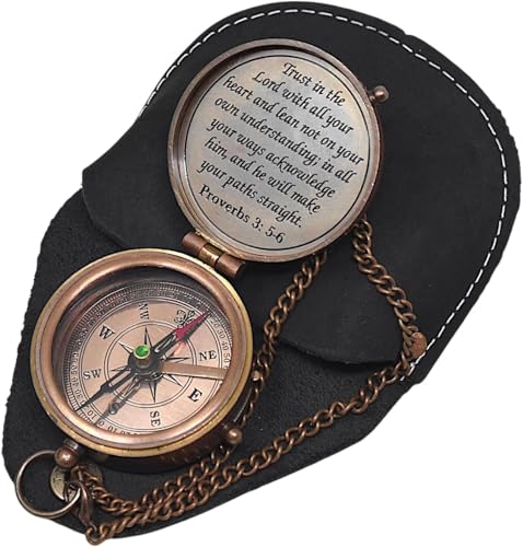 Brújula Grabada para Hombre Proverbios 3:5-6 “Confía en el Señor” | Regalo de Bautizo, Comunión, Graduación miniatura 1