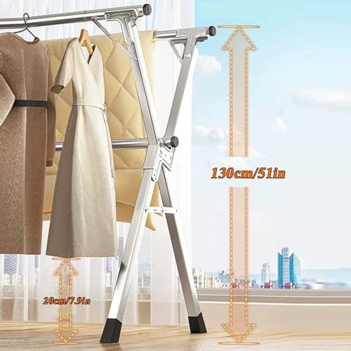 Clothes Drying Rack Outdoor Retractable, Laundry Rack for Drying Clothes, Heavy Duty Stainless Steel Laundry Drying Rack, Free-Standing Laundry Stand with 20 Windproof H