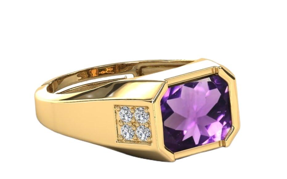 Bague améthyste 8,50 carats Jamuniya fait main, bague plaqué argent