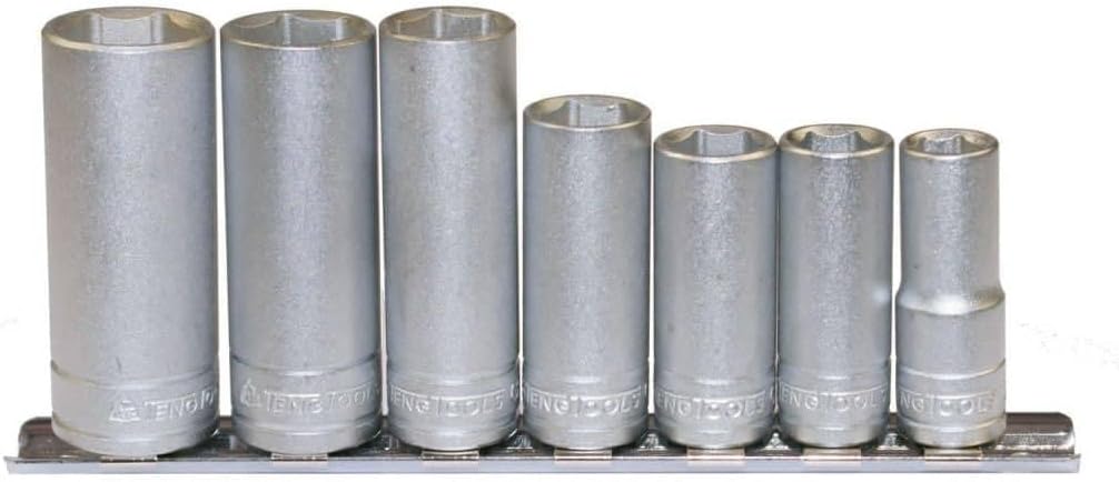 Teng Tools 7 Piece 3/8 Inch Drive Deep 6 Point Metric Socket Set (10mm - 19mm) - M3807