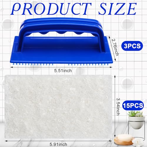 Image of Maxdot 18 Pcs Handled Bath Scrubber Sponge Scrub Pad with Handle Cleaning