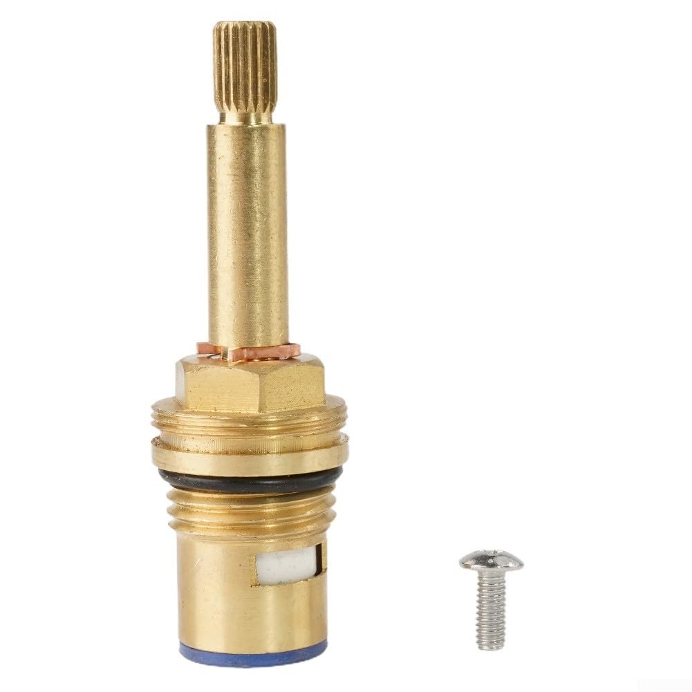 Copper Hot Water Valve Core, Replacement Copper Body Tap Cartridge, Shower Bath Tap Valve Cartridge Water Flow Long Tall Stem Insert 1/2"(clockwise)