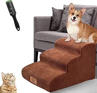 MASTERTOP Pet Steps Stairs for Dogs, 3-Steps Dog Stairs with Removable Washable Cover, Non Slip Pet Ladder for Small Dogs and Cats, 57 x 40 x 40 - Send 1 Lint Roller