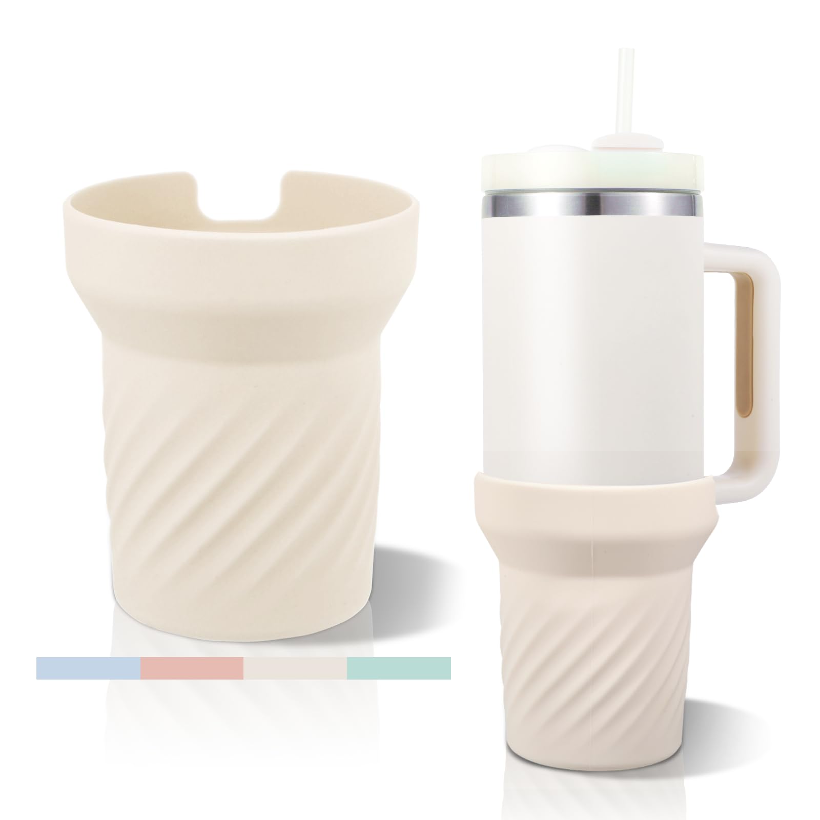 Silicone Boot for Stanley 40oz Tumbler - Stanley Cup Protective Sleeve Accessories for Stanley Quencher H2.0 FlowState Tumbler 40oz/Stanley Adventure Quencher Tumbler 40oz (Cream)