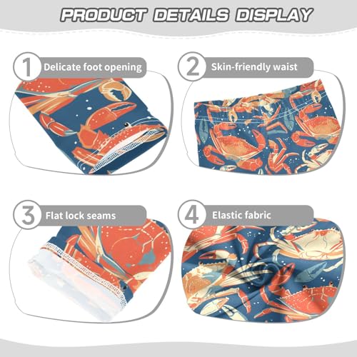 Crab Navy Blue Kids Baby Girls Active Leggings Fashion High Waisted Yoga Pants Sports3