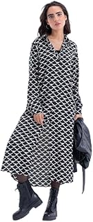 فستان متوسط الطول بأزرار أمامية للنساء من كارينا