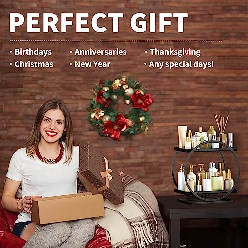 Bathroom Counter Organizer, Black Perfume Organizer for Dresser, 2 Tier Bathroom Organizer Countertop, Vanity Makeup Organizers, Skincare Display Tray for Bathroom Sink Storage - Image 6