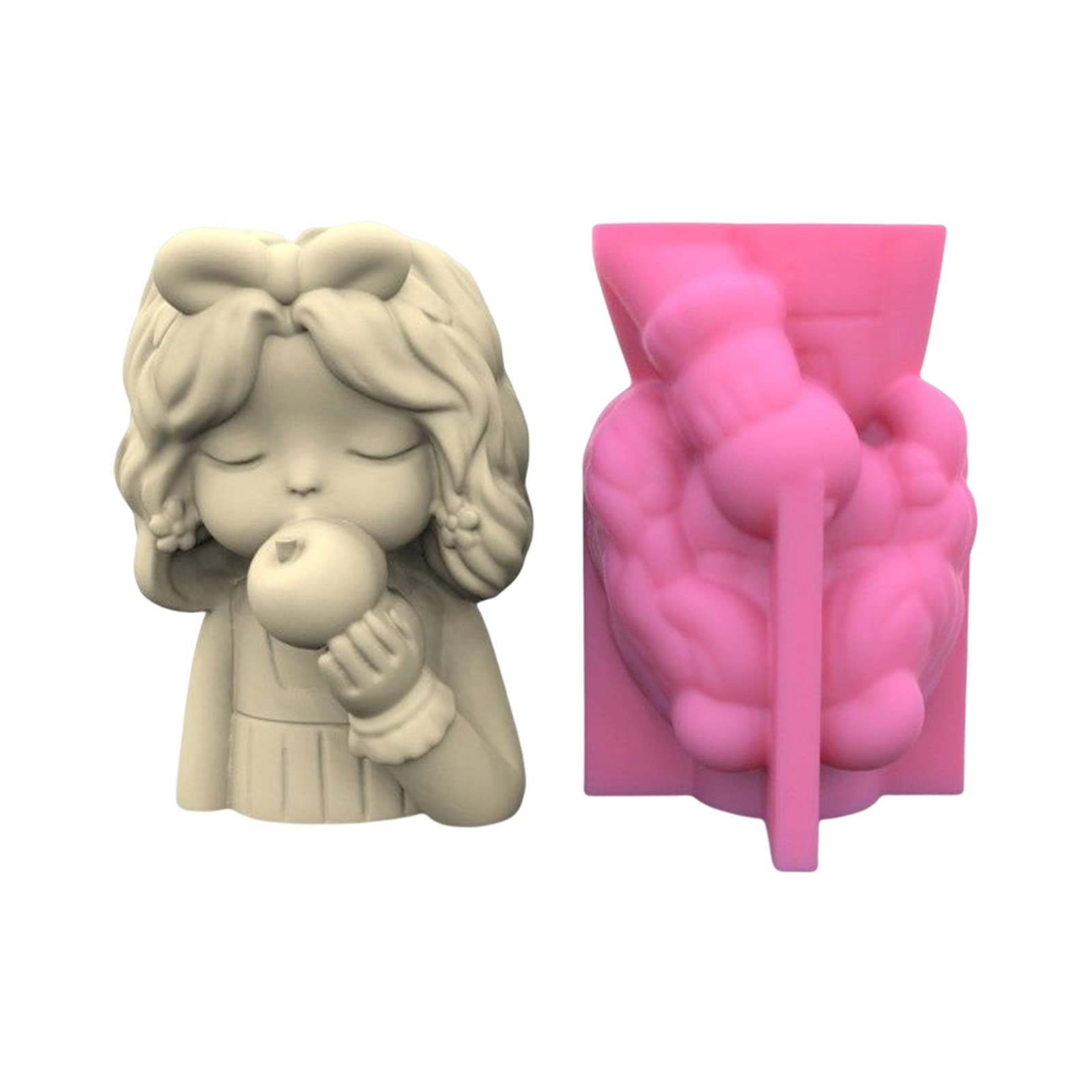 Maxtonser Apple-Girl Silicone Flower Mold Concrete Candlestick Silicone Candle Holder Mold Planter Cement Clay Mold