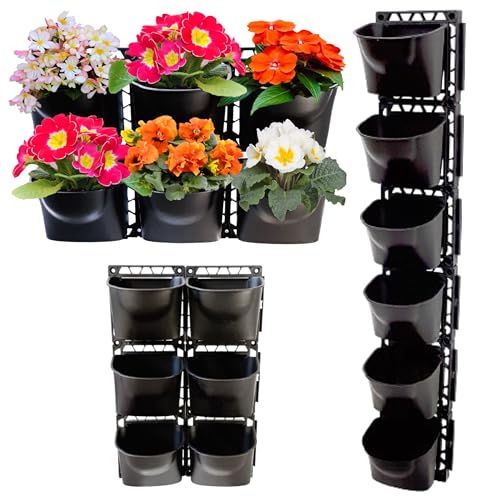 Intergarden Vertikaler Blumentopf, Pflanzenwachstumstaschen, Pflanzwand mit 6-Taschen und Rahmen, freie Anordnung für Balkon, Terrasse, Garten mit Bewässerungssystem inkl. Montagematerial