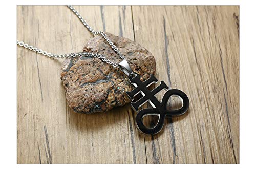 Blowin Black Stainless Steel Church of Satan Satanic Leviathan Religions Cross Pendant Necklace, 22 Inch Chain3