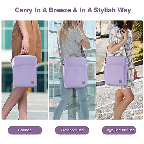 Image of Dadanism 9-11 Inch Tablet Sleeve Bag Carrying Case with Shoulder Strap for iPad (A16) 11 inch, iPad 10th Gen 10.9 inch, iPad Air M4 /Pro M5 11 inch, iPad 9 /8 /7th 10.2 inch, Galaxy Tab A11+ Plus 11 inch, Grey Purple
