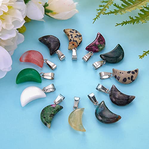 Kitbeads 50Pcs Crescent Stone Pendant Moon Gemstone Pendant Pendant Crystal Quartz Gemstone Charms For Making Jewelry Necklace Bracelet #TOP4