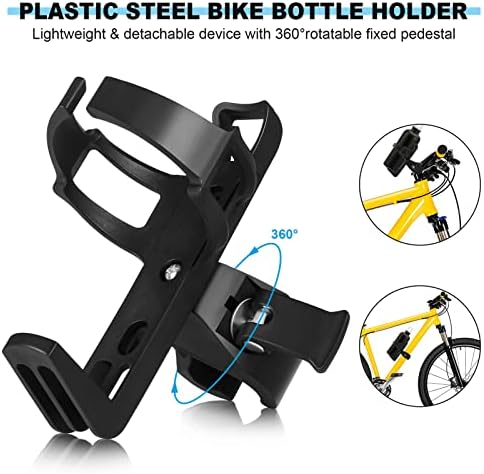 Dacitiery Bike Water Bottle Holder Lightweight Bike Water Bottle Cage 360 Degrees Rotation Strong Bicycle Drink Cup Holders Adjustable Cycling Bottle Rack for MTB Road Mountain and Kids Bikes