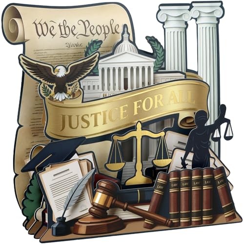 DISJOURNEY Law School Graduation Card - Justice For All 5-Layer Pop Up Card for New Lawyer - Law School Graduation Gift for Her Him Student Son Daughter, Bar Exam Success