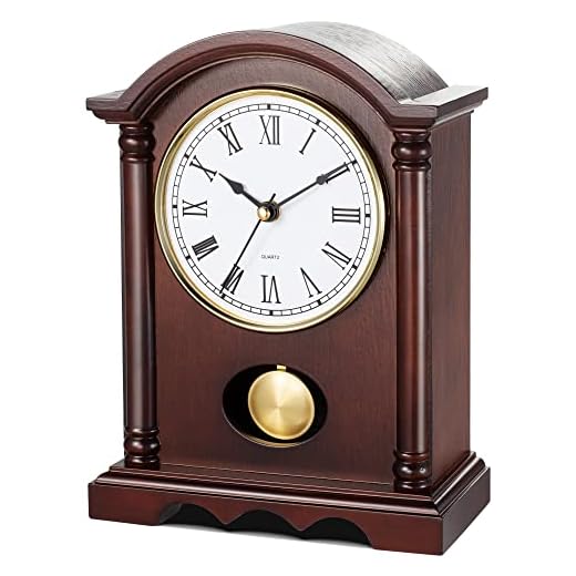 AYRELY® Classic Grandfather Mantel Clock for Living Room Déco, Elegant Wooden Finish, Gold-Tone Pendulum, Desk Clock for Living Room, Bedroom, Farmhouse Décor