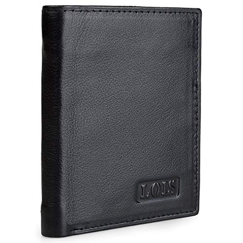 Lois: Cartera de Piel Cuero para Hombre Vertical. Porta Monedas Billetero Tarjetero