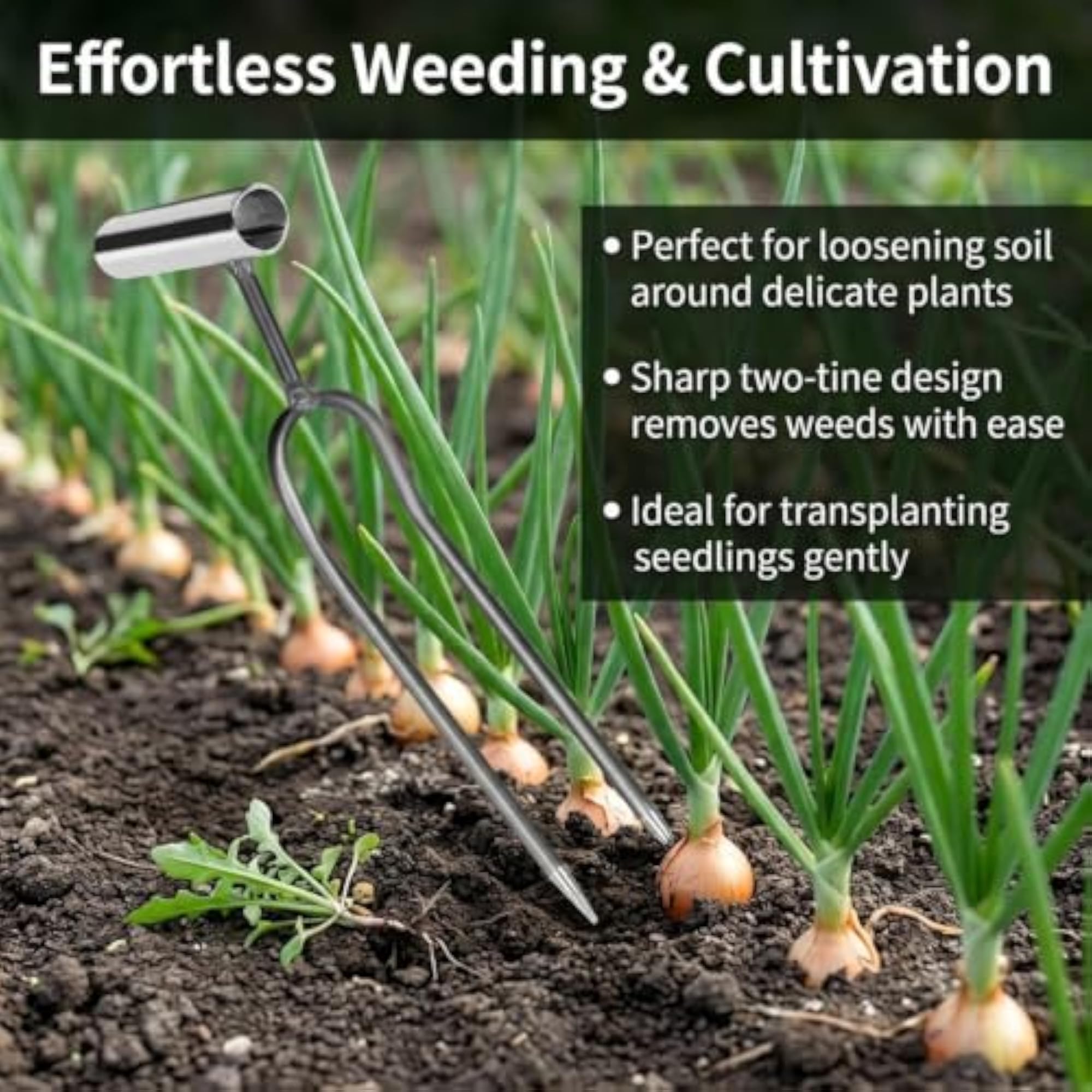 Thickened Iron Two Prong Garden Hand Tiller