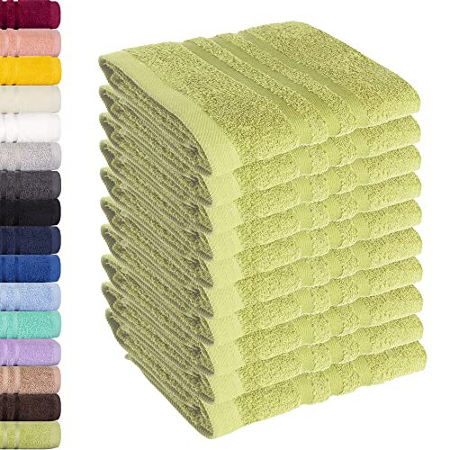 Lavea Elena Lot de 10 serviettes essuie-mains en tissu éponge 30 x 30 cm Vert citron