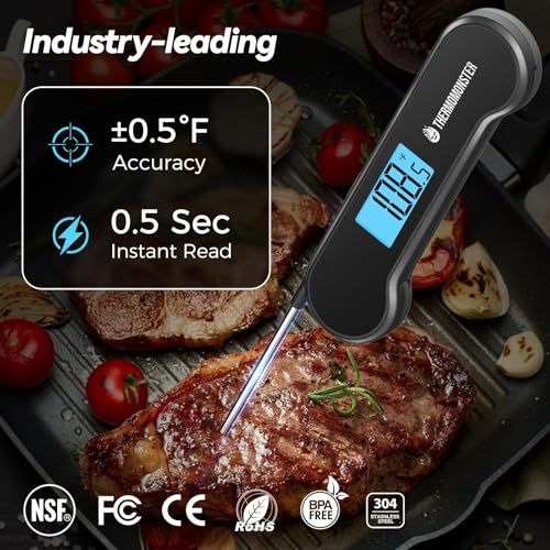0.5 Sec Instant Read Meat Thermometer Digital with ±0.5℉ Precision, Food Thermometer for Cooking Kitchen Gadgets, Oven Grill Candy BBQ Essentials... - Image 2