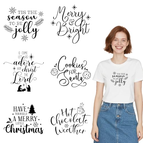 Dorsbaby Merry Christmas Quote 6 PCS Iron On Heat Transfer Stickers by DORSBABY - Used condition - US$8.09
