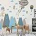 Adorabili montagne e animali che viaggiano adesivi murali, decorazioni per la casa fai-da-te, adesivi rimovibili a buccia e stick, arte della parete impermeabile e autoadesiva - H65 x L120 cm