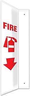 Accuform PSP717 Projection Sign 90D, “FIRE (Extinguisher)”, 24″ x 4″ Panel, 0.10″ Thick High-Impact Plastic, Pre-Drilled Mounting Holes, White on Red