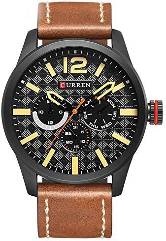 Amazon Currenカレン メンズアナログ腕時計レザーバンド時計革防水シンプルビジネスカレン47ブラウンブラック 腕時計 腕時計 通販