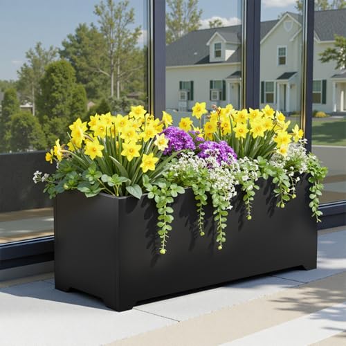 32" Metal Large Rectangular Planter - Black Long Planter Box with Legs by Gabviem - Used condition - Image 9