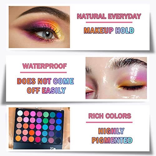 Ionsgako Rainbow Eyeshadow Palette, 35 Color Matte Shimmer Eyeshadow Palette Bright Pigmented High Pigment Eyeshadow Palette For Girls Women Professional Eye Shadow Palette Makeup #TOP3