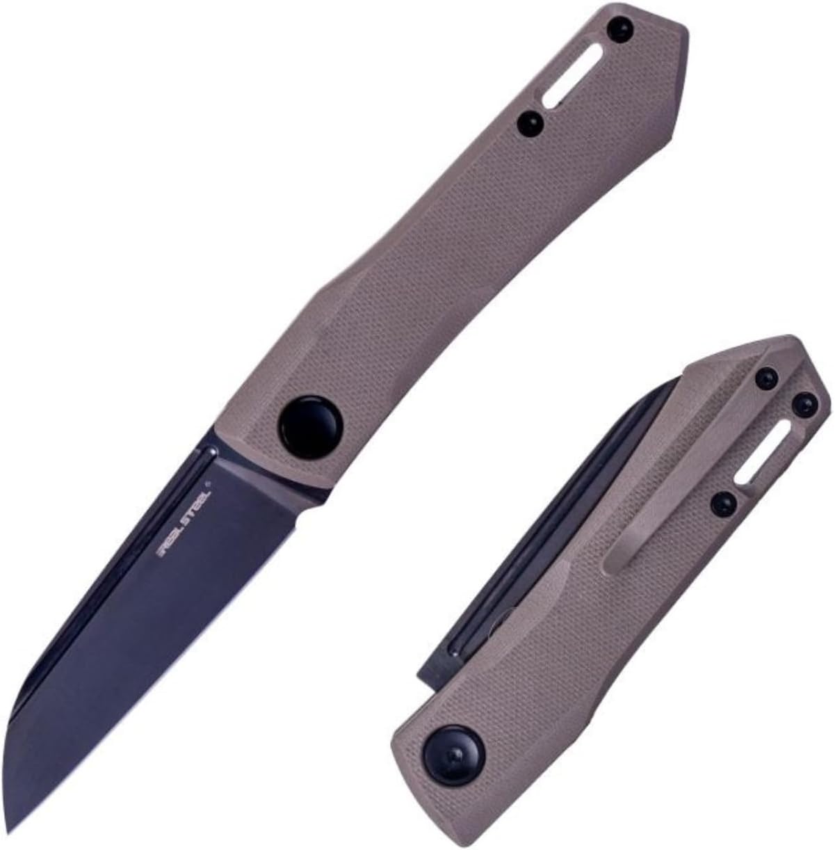 REALSTEEL Knives Solis Lux G10 Back Spring Slip Joint Knife -2.76" K110 Black DLC Sheepsfoot Blade, Purple G10 Handles-Composite G10 Back Spring,Perfect for Camping, Hiking,EDC Cutting Tasks - Purple