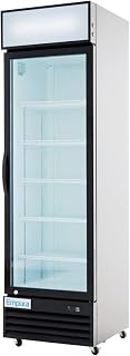 23" Reach-In Refrigerator with One-Swing Glass Door | Merchandiser Beverage Display Fridge for Convenience Grocery Store | 13 Cu. Ft. | 78" H x 22.7" W x 23" D, Black Exterior Steel, 115V, NSF