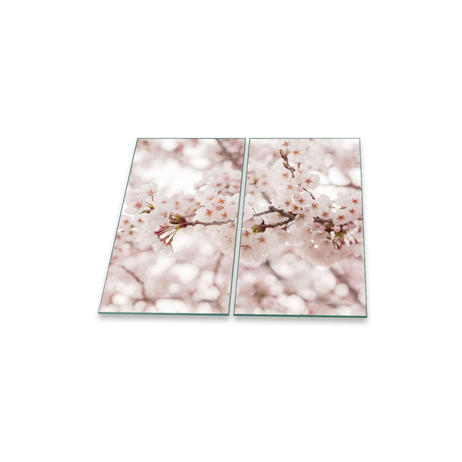 Herdabdeckplatte Abdeckung Ceranfeld Abdeckplatte Schneidebrett 2-Teilig 60x52 Kirchblütenbaum Rosa Spritzschutz Glasplatte Ceranfeldabdeckung Herdschutz Sicherheitsglas Glasschneidebrett 2x30x52