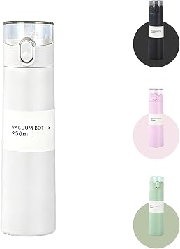 8.8oz Mini Water Bottle,Small Flasks,Stainless Steel Insulated Water Bottles,Leakproof Drinks Bottle with Carry Handle for Hot&Cold Drinks,Coffe,Juice(Grey)