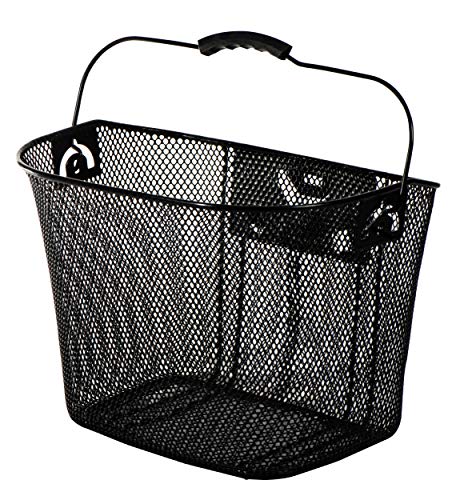 AMIGO Vorderradkorb für Fahrrad - Abnehmbar mit Klicksystem und Montagematerial - Lenkerkorb Metall 13 Liter - Schwarz