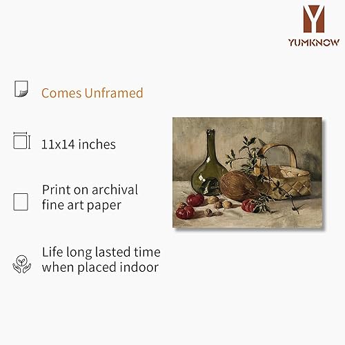 Miniatura 18 de Farmhouse Still Life Picture Living Room - Warm Moody Muted Yellow Lemon Oil Painting - Art Deco Wall Art for Kitchen - 11 x 14 Art Print- Rustic