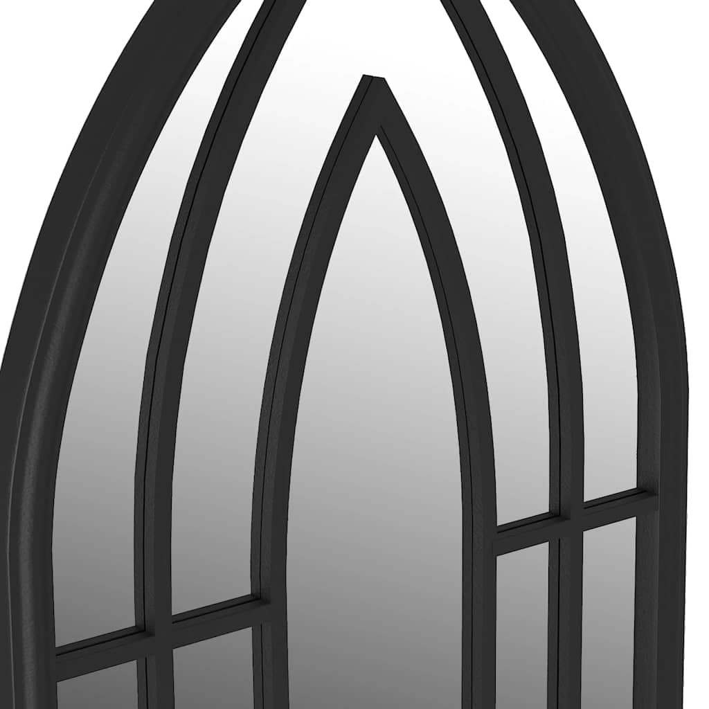 Gartenspiegel Schwarz 70x30 cm Eisen mit Rosteffekt für Außenbereich Wanddeko Flur Wohnzimmer Bad Deko und Beleuchtungspaket zum Schminken und Rasur