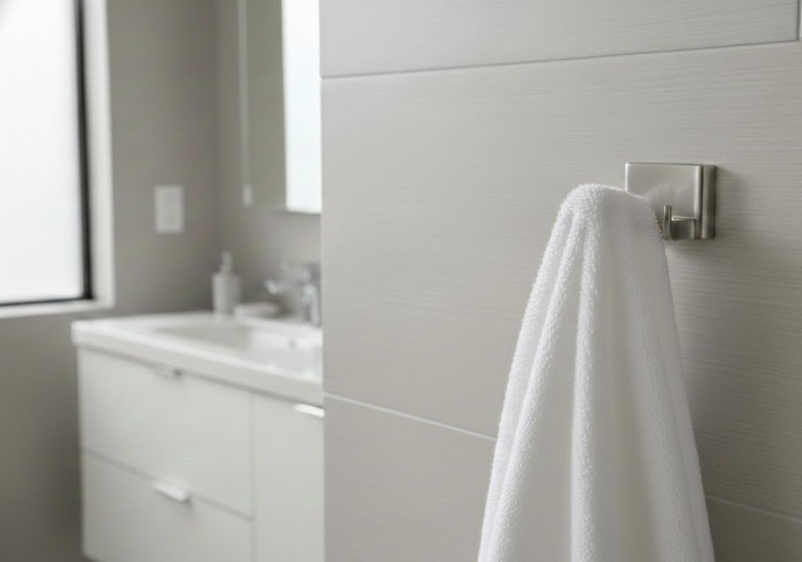 Formosa Design Hardware Towel and Robe Hooks, 2 Pack (Square Style, Brushed Nickel)
