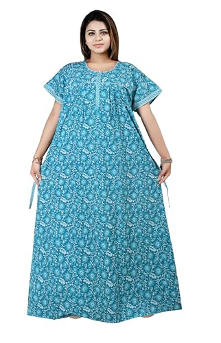 Image of Bejod's Collection Women Pure Cotton Nighty | Full Length Floral Printed Cotton Nighty Maxi | Soft & Breathable Nightwear (L-4XL)