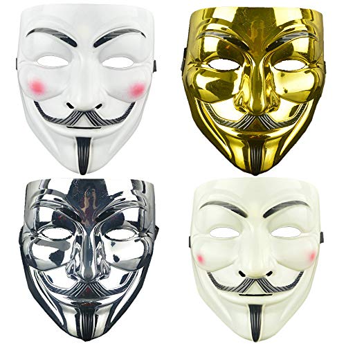 4 Pack V for Vendetta Guy Mask Halloween Mask Halloween Costume Cosplay Party Mask for Halloween Cosplay Party