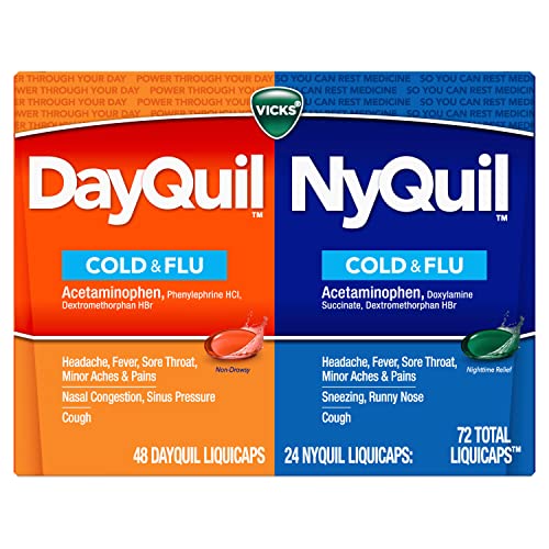 Vicks DayQuil & NyQuil Co-Pack, Cold & Flu Over-the-Counter Medicine, Powerful Multi-Symptom Daytime and Nighttime Relief for Headache, Fever, Sore Throat, Minor Aches and Pains, and Cough, 72ct - image 7
