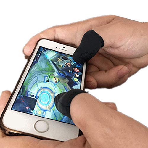 Image of Thumb & Finger Sleeve for Mobile Game with Super Conductive Fiber Fabric, Anti-Sweat & Breathable for PUBG, Garena Free Fire, Rules of Survival, Knives Out, COD Mobile (3 Pair-6 pcs With Black Pouch)