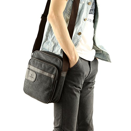 Sac de messager-F en toile robuste style vintage avec grande bandoulière
