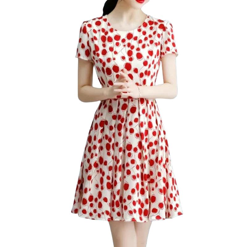 Robe à pois pour femme fluide et légère pour le bureau ou les sorties