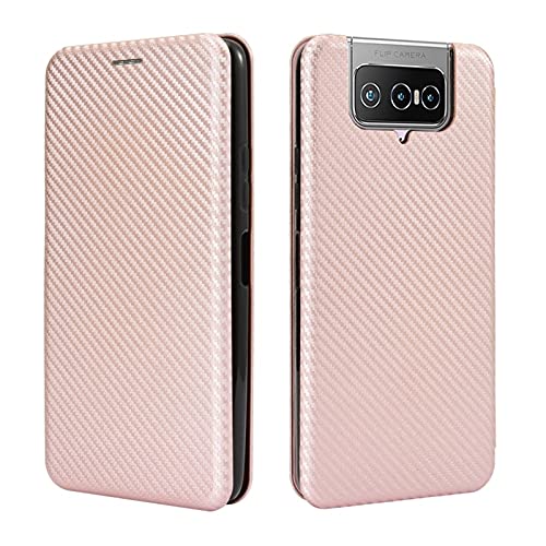 Coque ASUS Zenfone 7 Pro ZS671KS Or Rose en fibres de carbone et TPU hybride