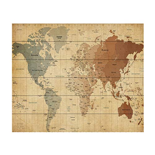Trademark Fine Art Time Zones Map of The World by Michael Tompsett, Wood Slats 18x22, Multi-Color
