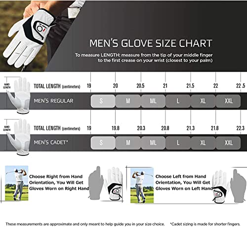Amy Sport, Golf Gloves Men Left Hand 3 Pack Right Hand Leather All Weather Grip Soft Breathable Flexible For Golfers Size Small Medium Ml Large Xl (White3 Pack, Xlarge, Right), Xlarge #TOP6