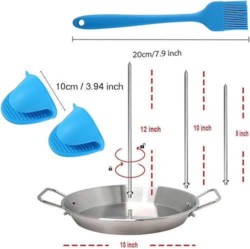 Miniatura 5 de Al Pastor - Brocheta vertical de acero inoxidable para parrilla, pincho vertical brasileño para tacos Al Pastor, Shawarma, Kebabs con 3 picos